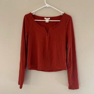 Rust colored v neck long sleeve